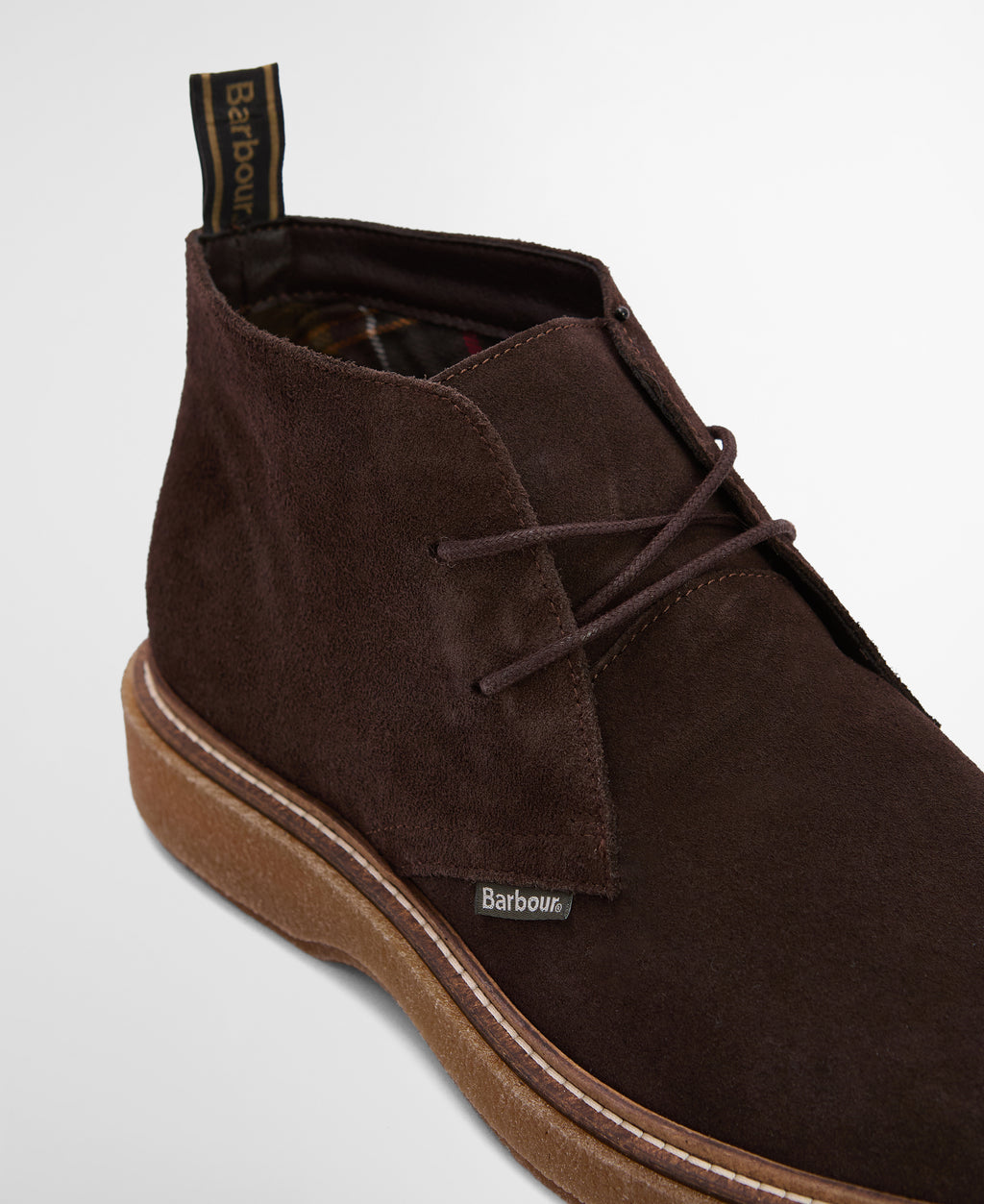 Barbour Blaine Chukka Boot in Chocolate – upper detail