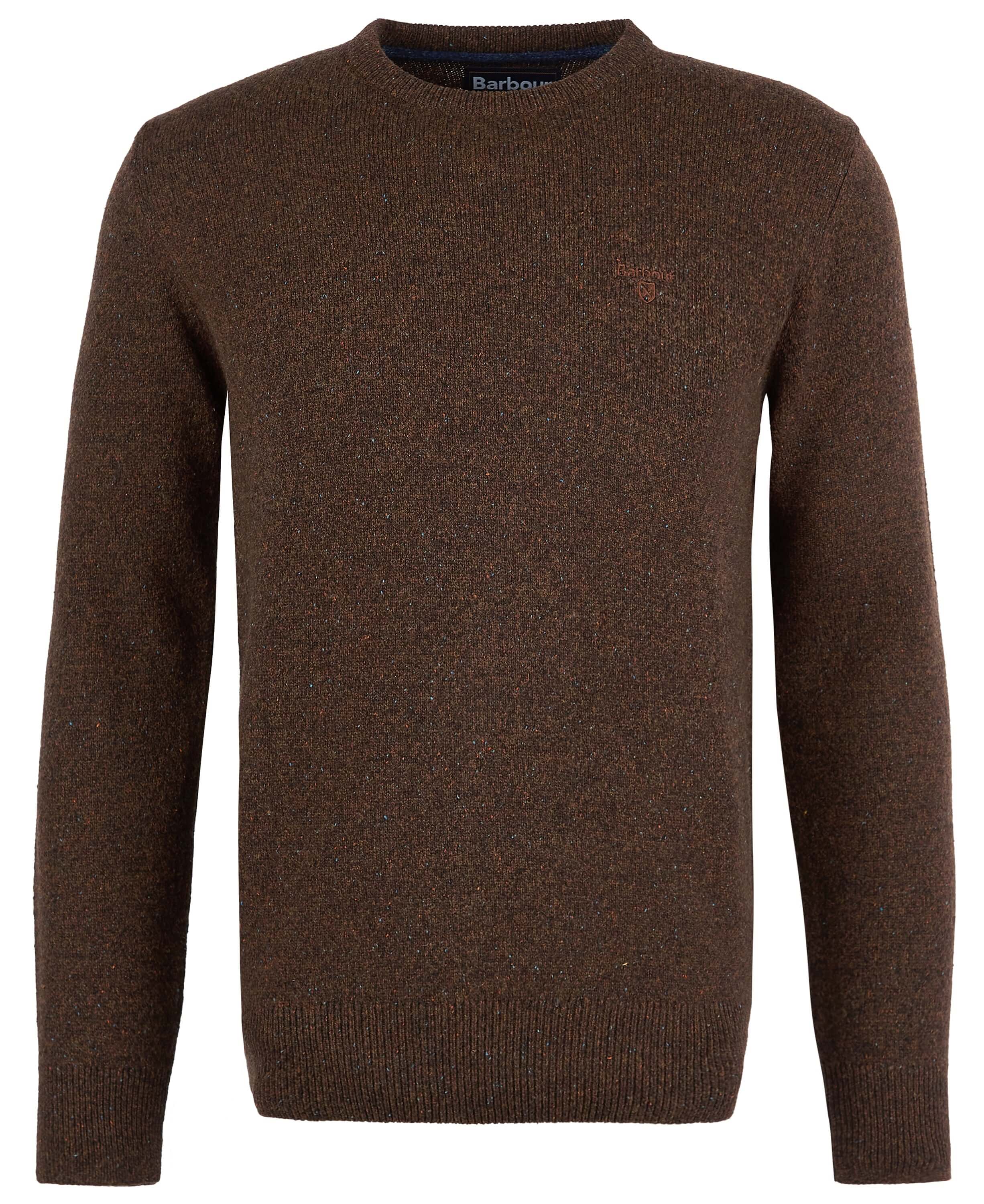 Barbour Tisbury Crew Neck Jumper in Dark Sand – flat view