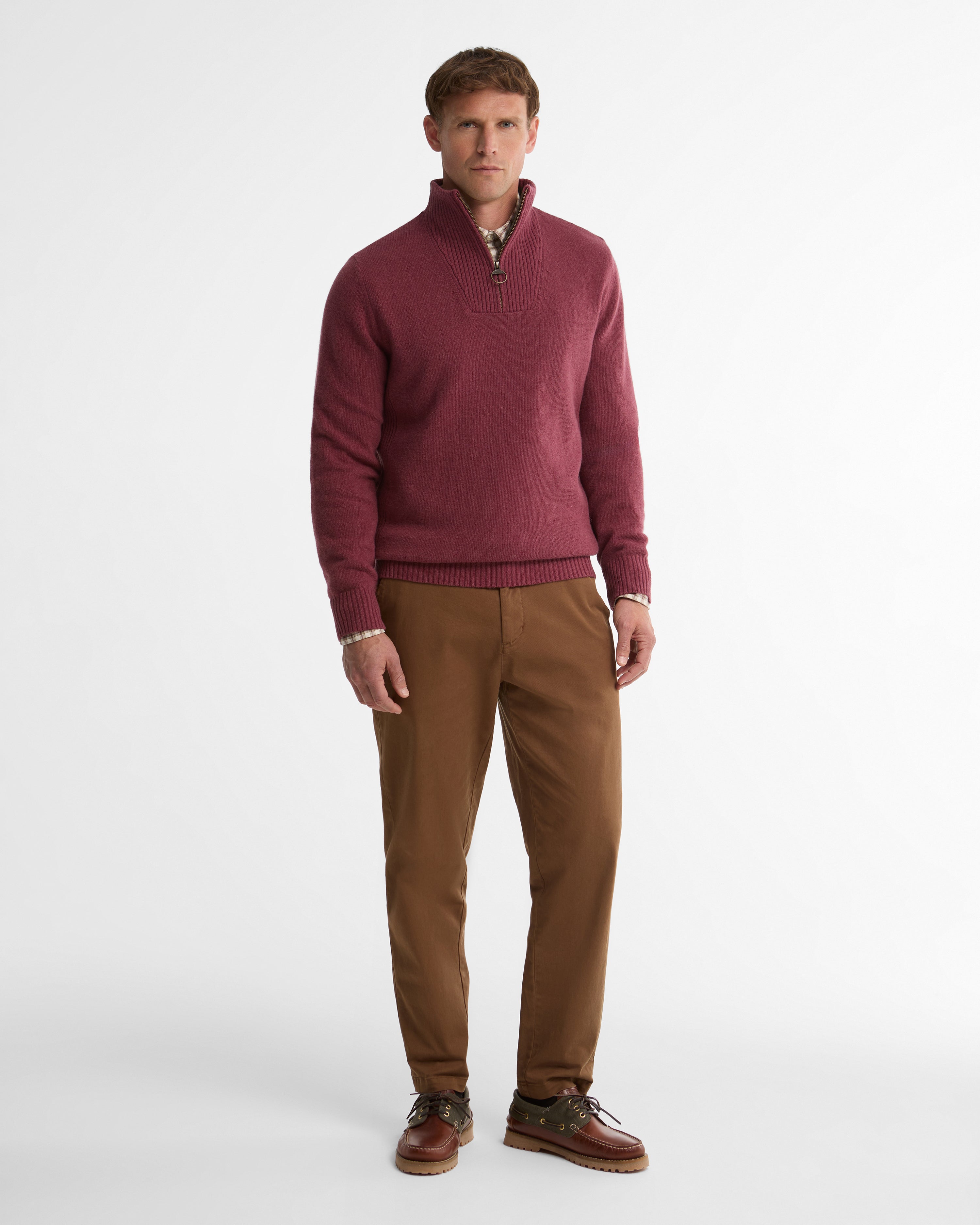 Barbour Nelson Essential Half Zip Knitted Jumper in Mauve – alternate view