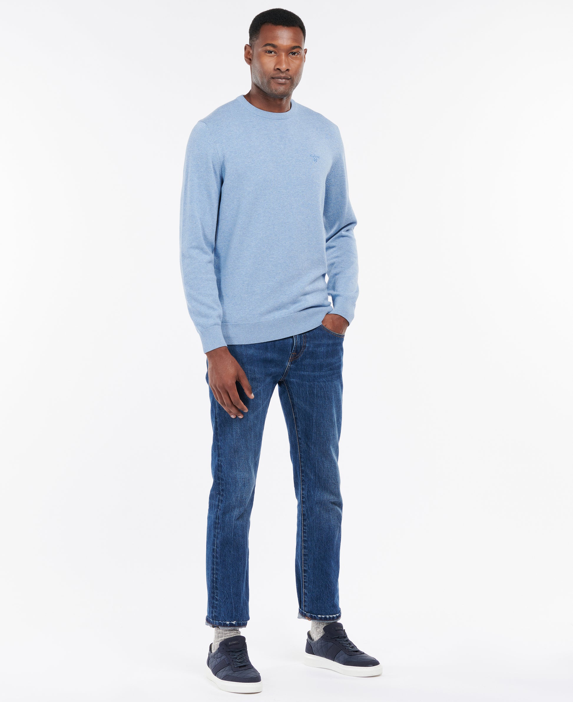 Barbour - Pima Cotton Crew Neck Pullover - Colour: Chambray