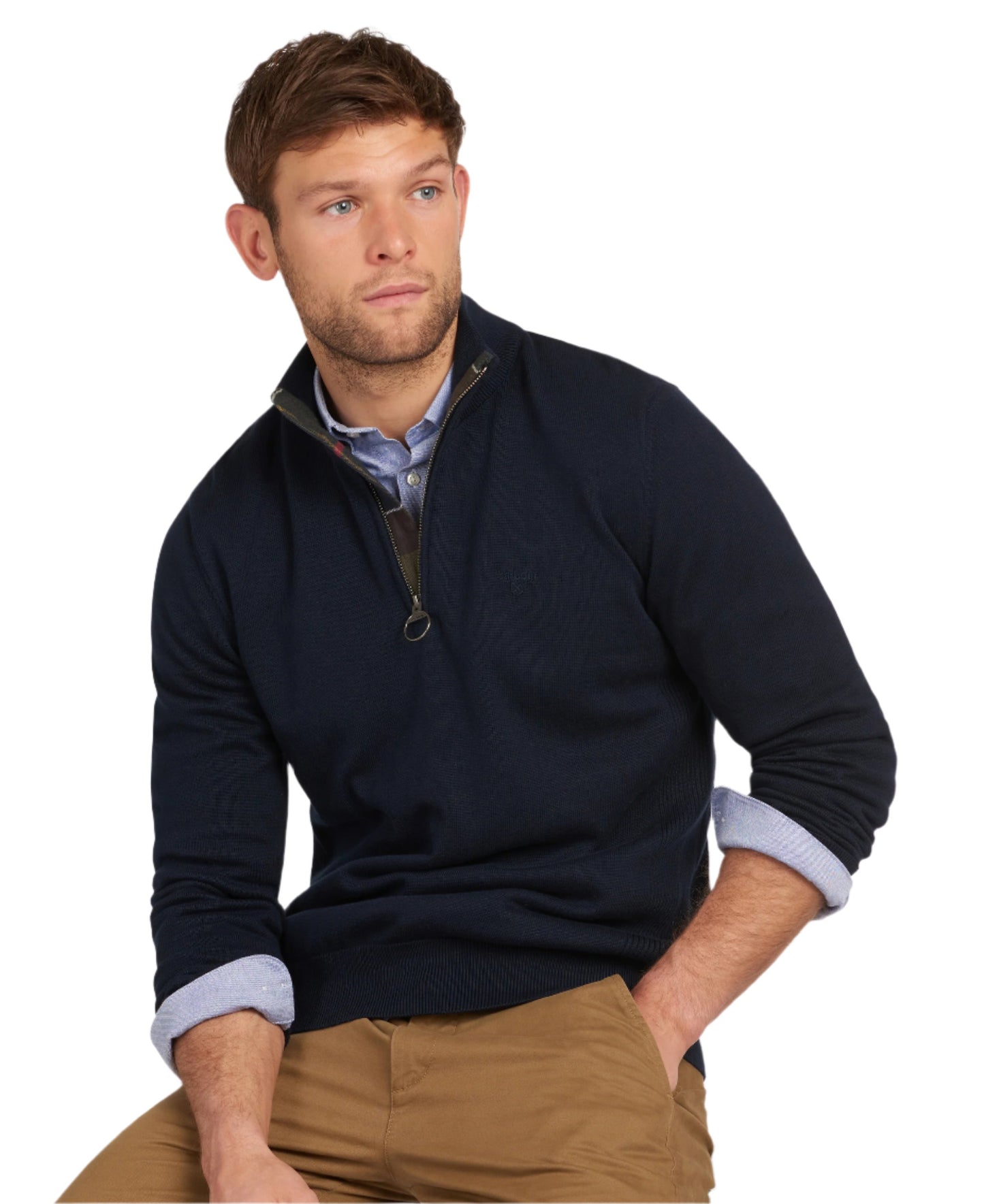 Barbour - 1/4 Zip Cotton Pullover - Colour: Navy