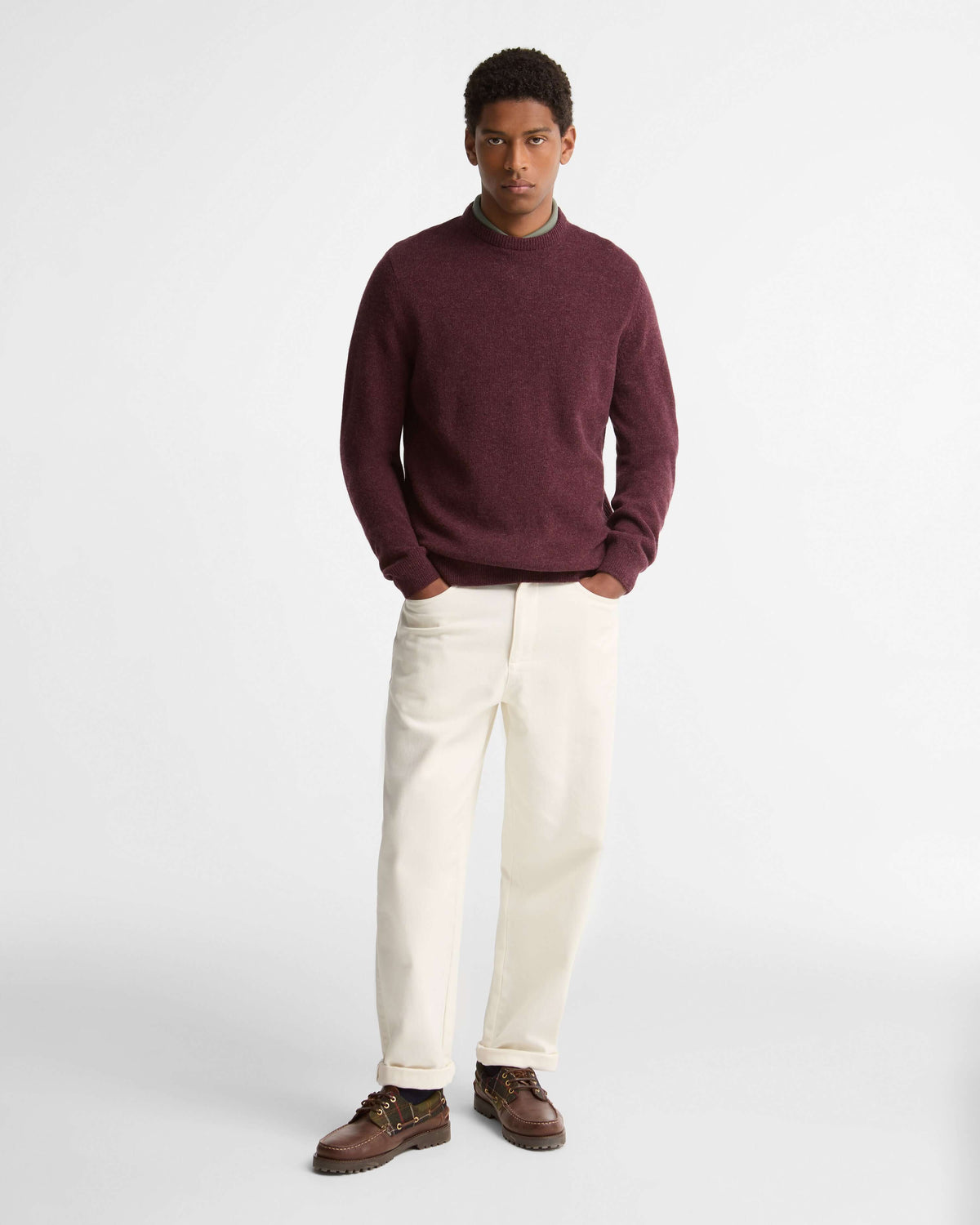 Holden Crew Neck Sweater in Ruby Marl – side view