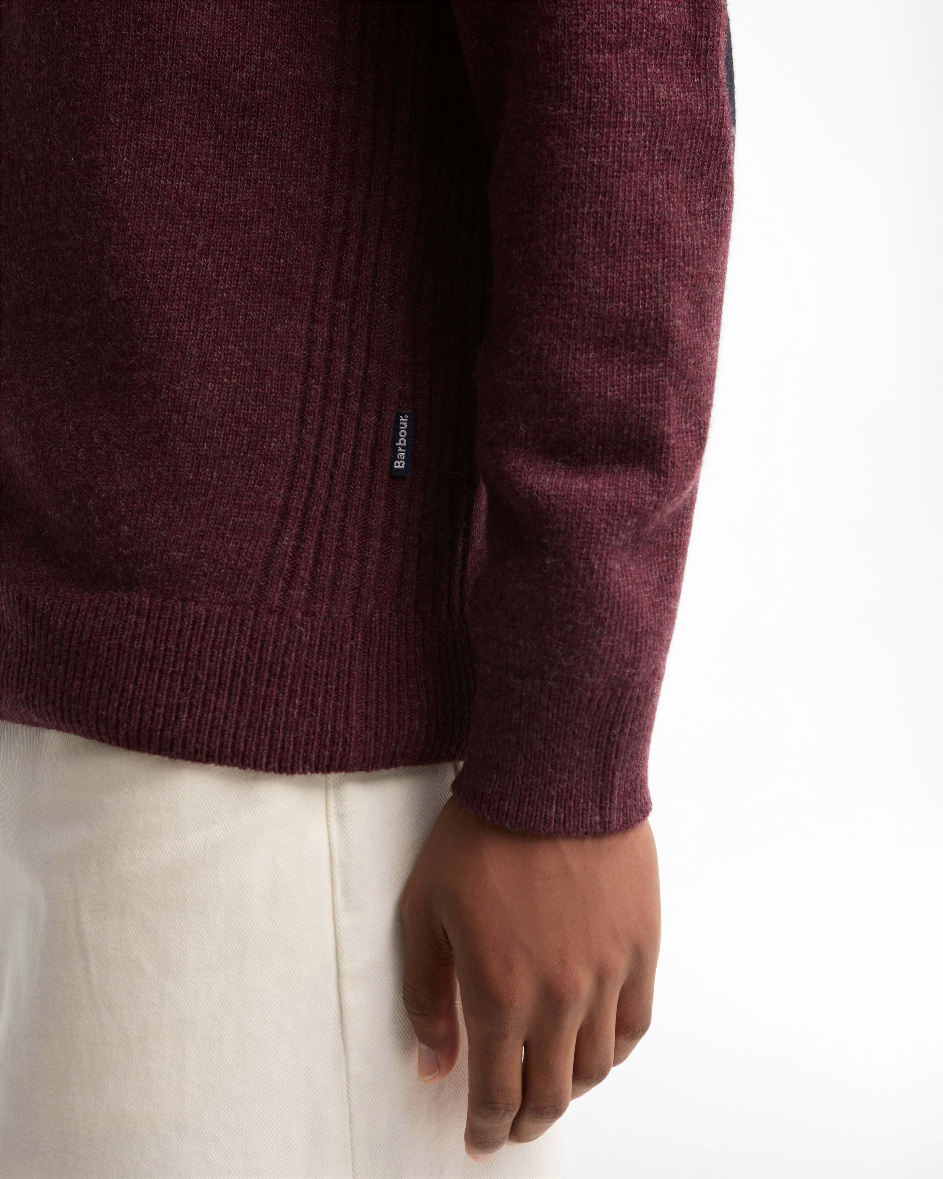 Holden Crew Neck Sweater in Ruby Marl – worn view 1