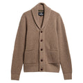 Hartland Knitted Shawl Neck Cardigan in Stone – front view