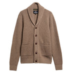 Hartland Knitted Shawl Neck Cardigan in Stone – front view
