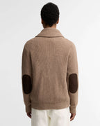 Hartland Knitted Shawl Neck Cardigan in Stone – back view