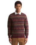 Barbour Dalehead Fairisle Crew Neck Jumper in Wine front product view