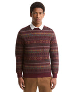 Barbour Dalehead Fairisle Crew Neck Jumper in Wine front product view