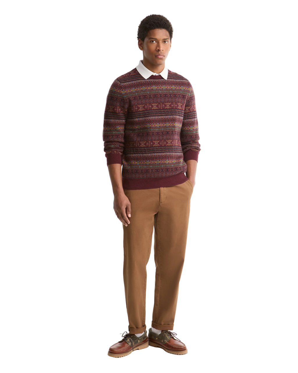 Barbour Dalehead Fairisle Crew Neck Jumper in Wine product view