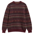 Barbour Dalehead Fairisle Crew Neck Jumper in Wine three-quarter product view