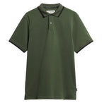 Barbour Lunan Tartan Trimmed Tailored Polo Shirt in Olive – front view