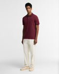 Barbour Lunan Tartan Trimmed Tailored Polo Shirt in Dark Bordeaux – front view