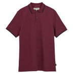Barbour Lunan Tartan Trimmed Tailored Polo Shirt in Dark Bordeaux – styled view