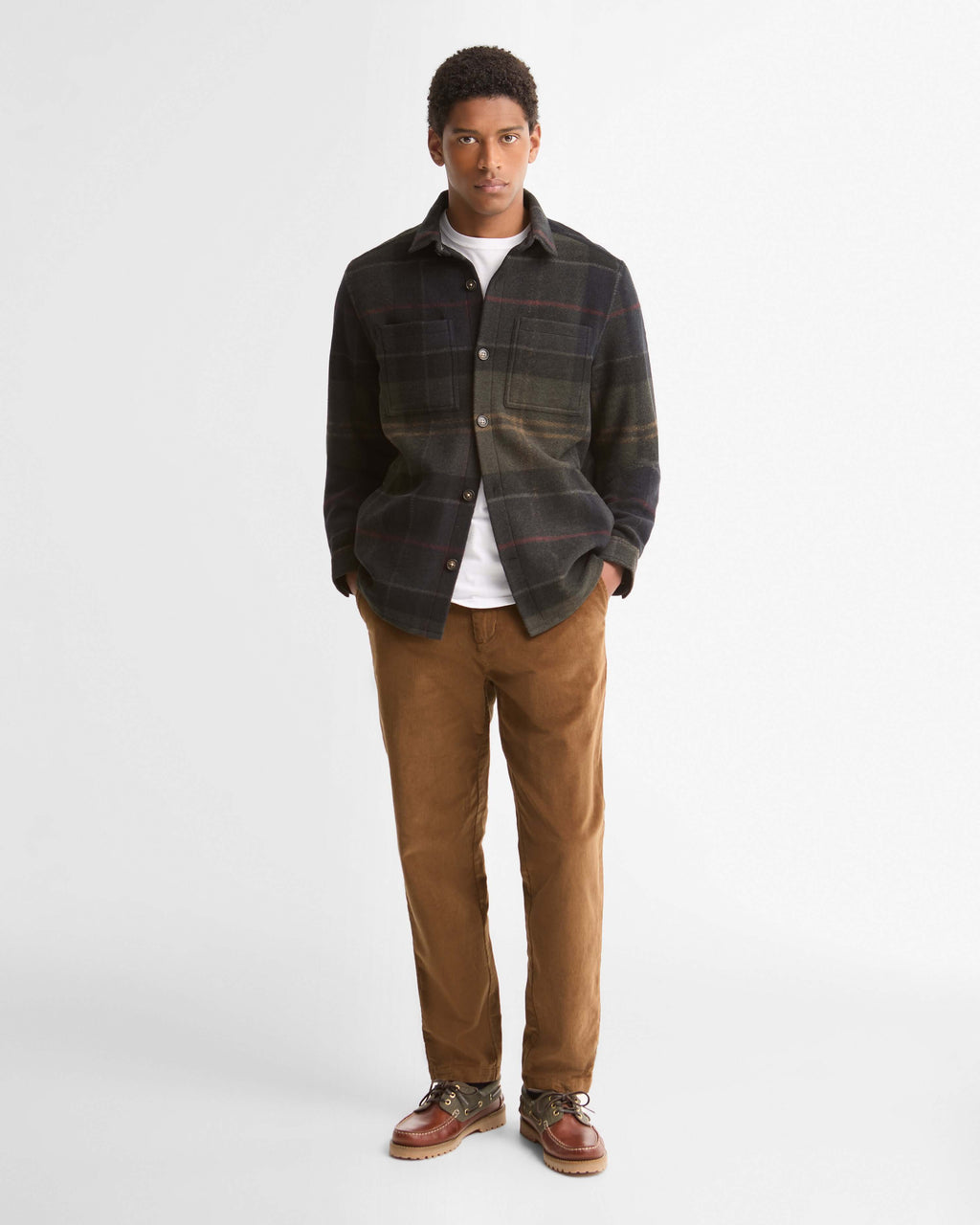 Barbour Woodlane Brushed Check Overshirt in Shadow Classic Tartan – back view