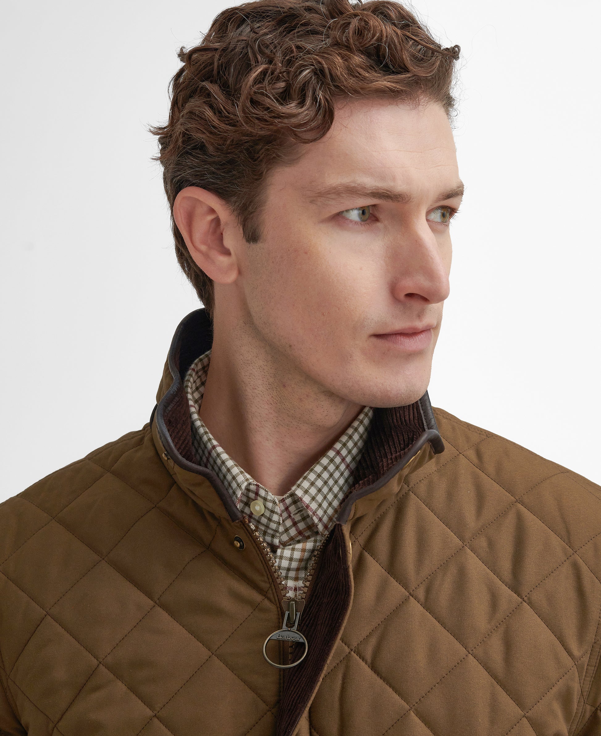 Barbour - Lydford Tattersall Quilt Jacket - Colour: Dark Sand