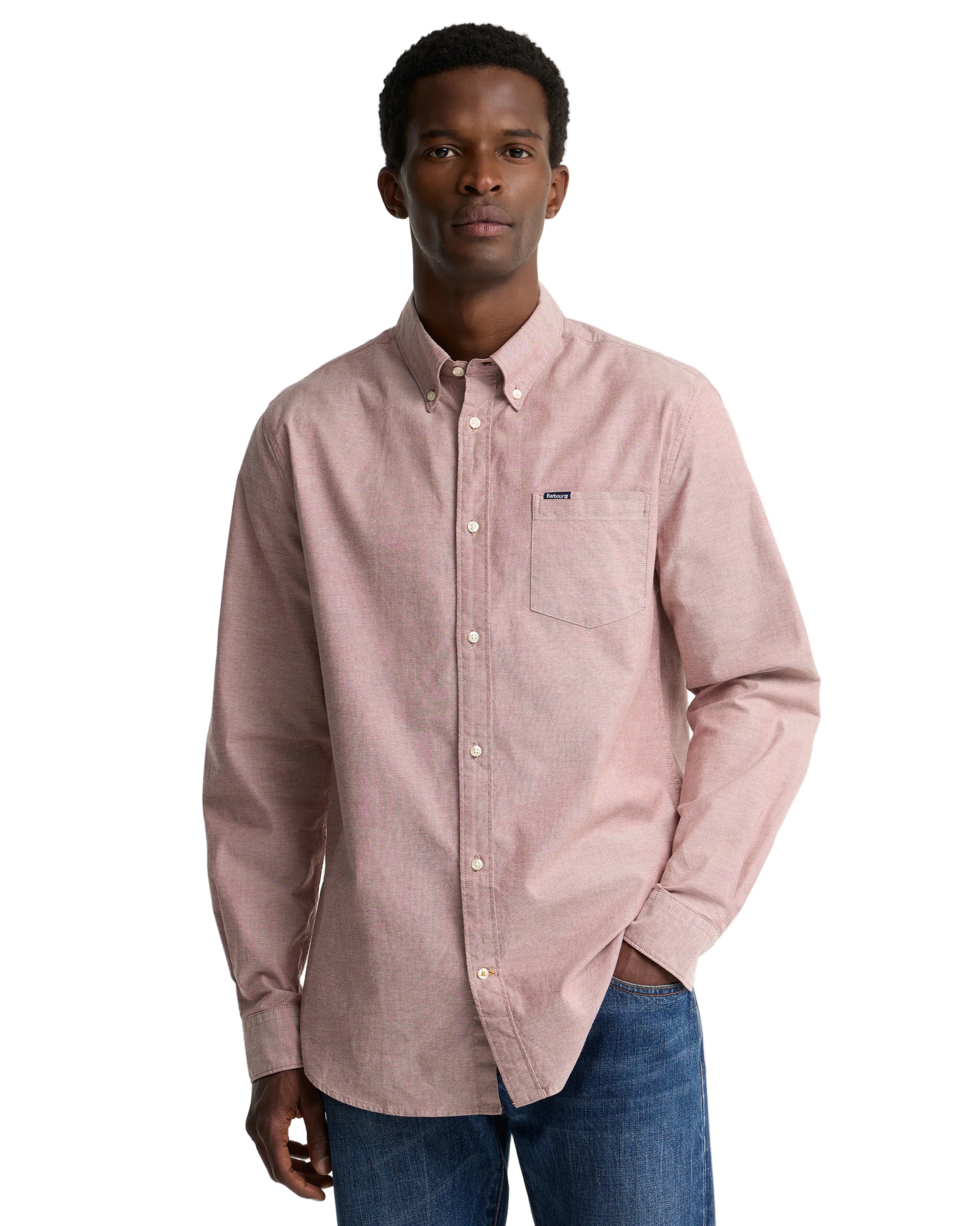 Marsden Tailored Oxford Shirt in Russet Brown – lifestyle view 1