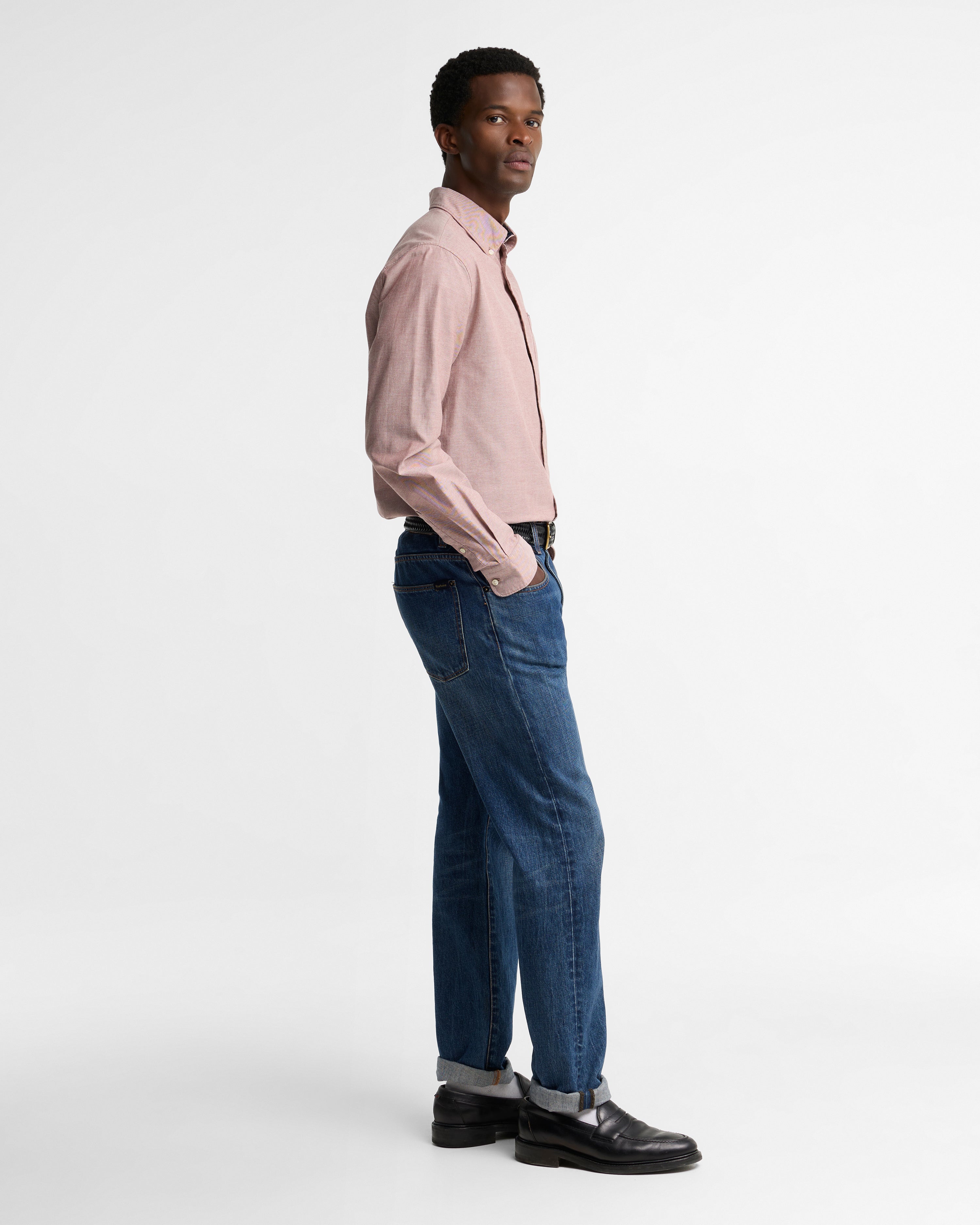 Marsden Tailored Oxford Shirt in Russet Brown – product view