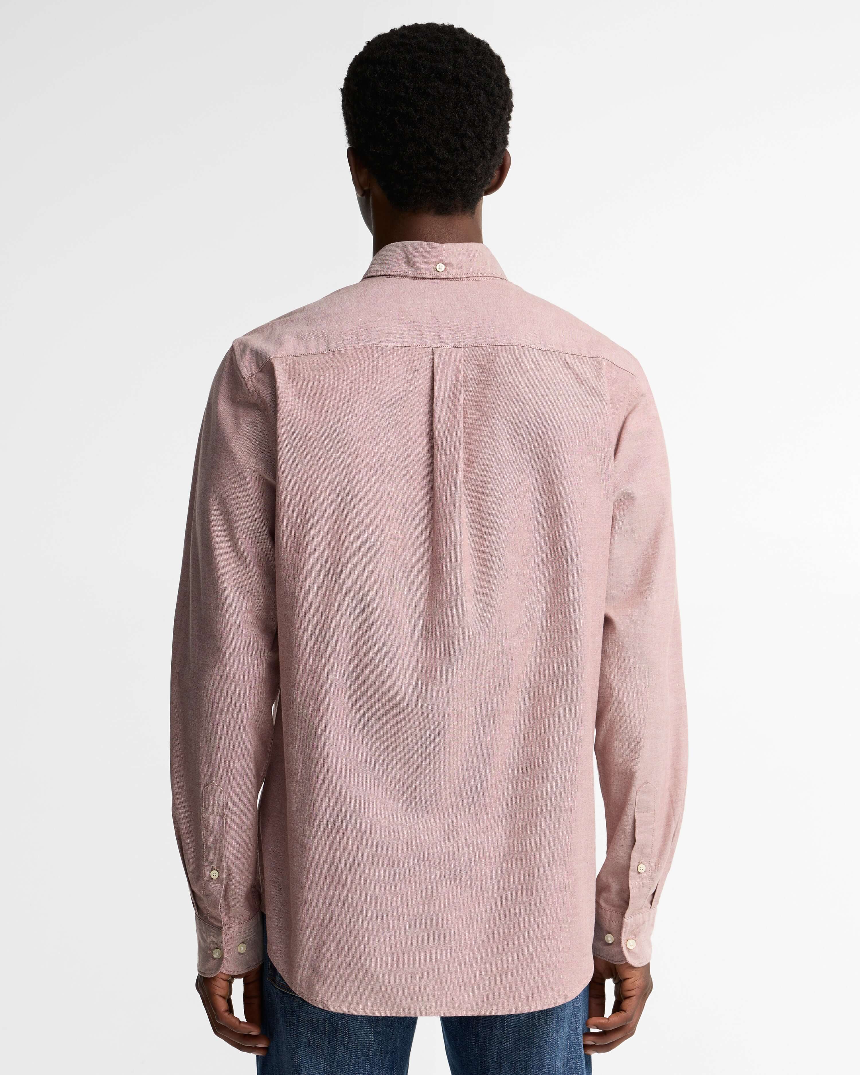 Marsden Tailored Oxford Shirt in Russet Brown – back view