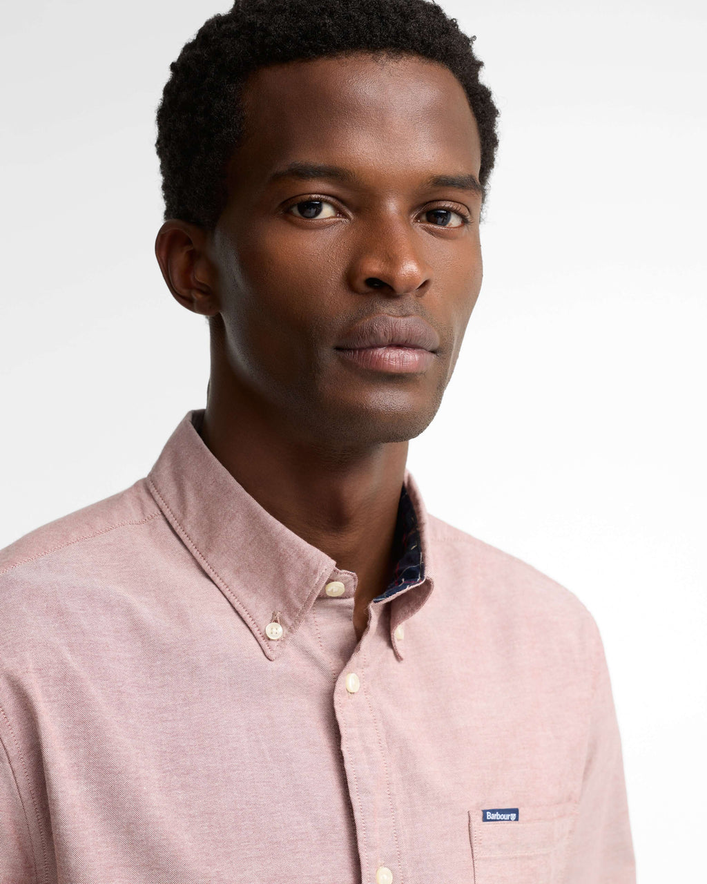 Marsden Tailored Oxford Shirt in Russet Brown – worn view