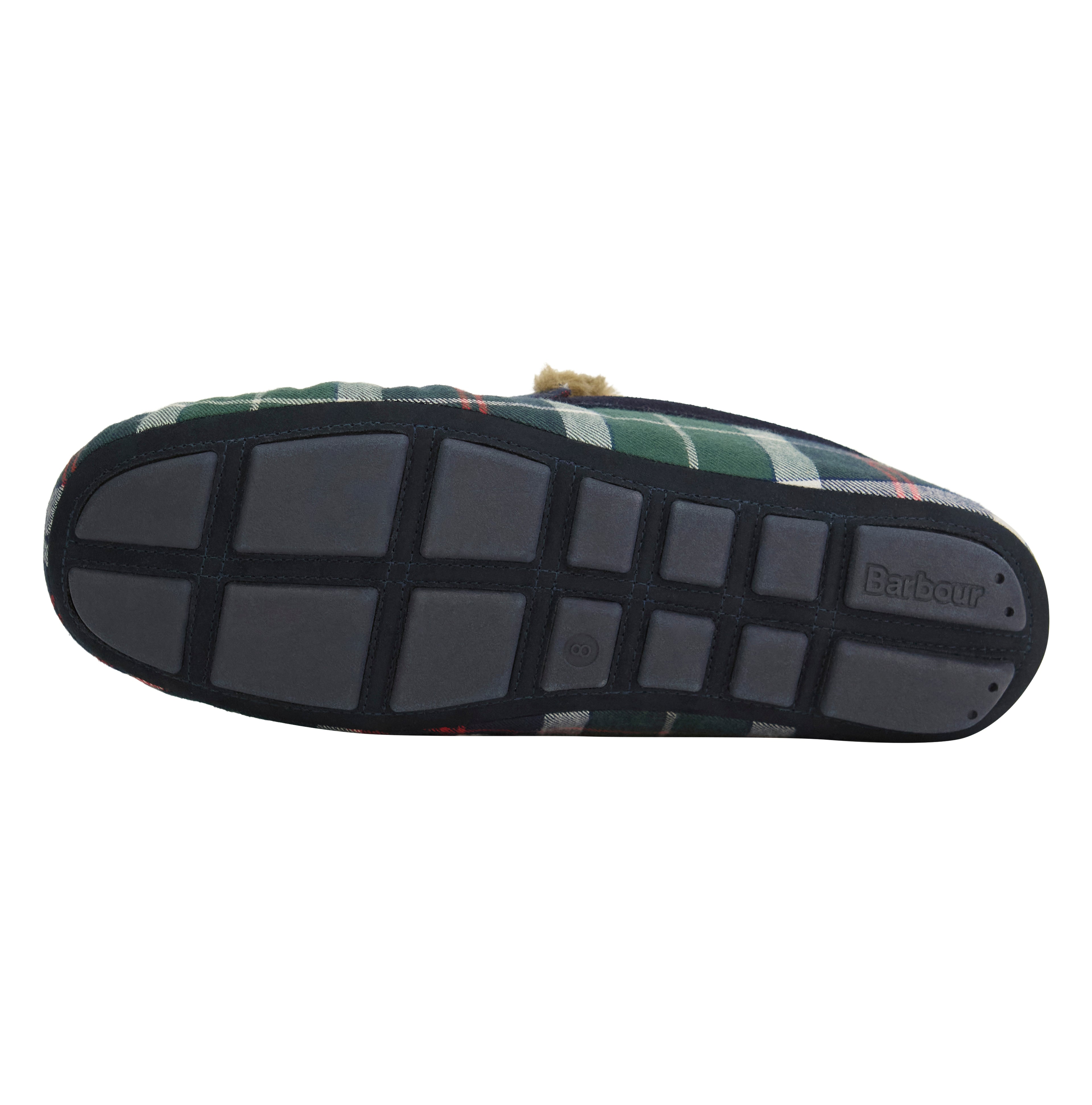 Barbour Monty Slippers in Evergreen Festive Tartan - front view