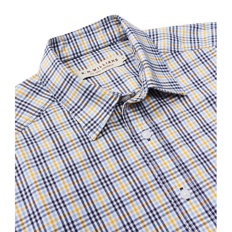 R M Williams - Classic Check Shirt - Colour: Navy/Yellow