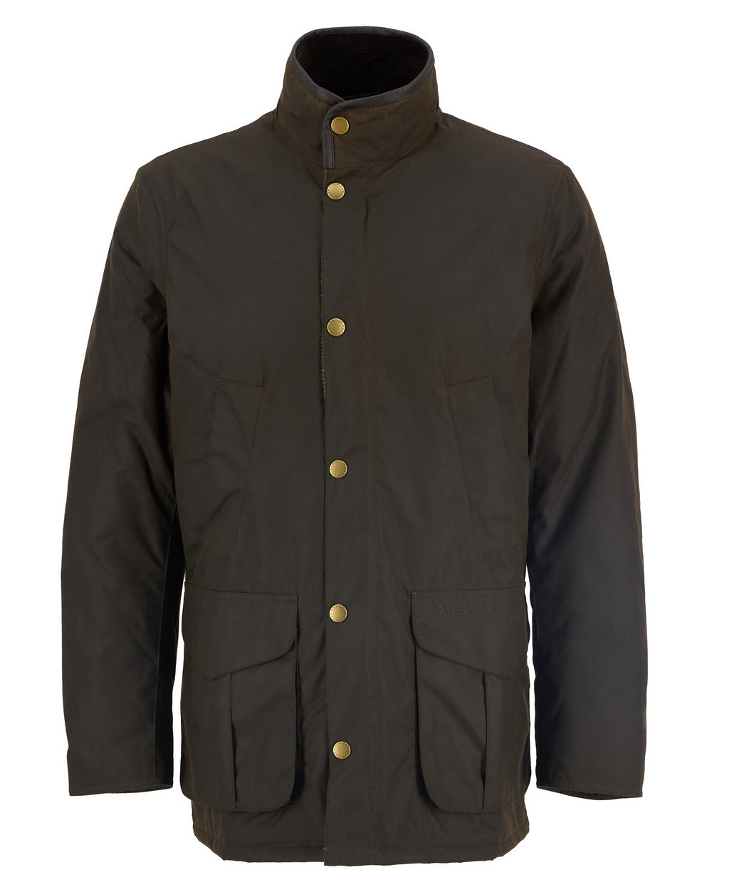 Barbour Hereford Wax Jacket in Olive – flat lay