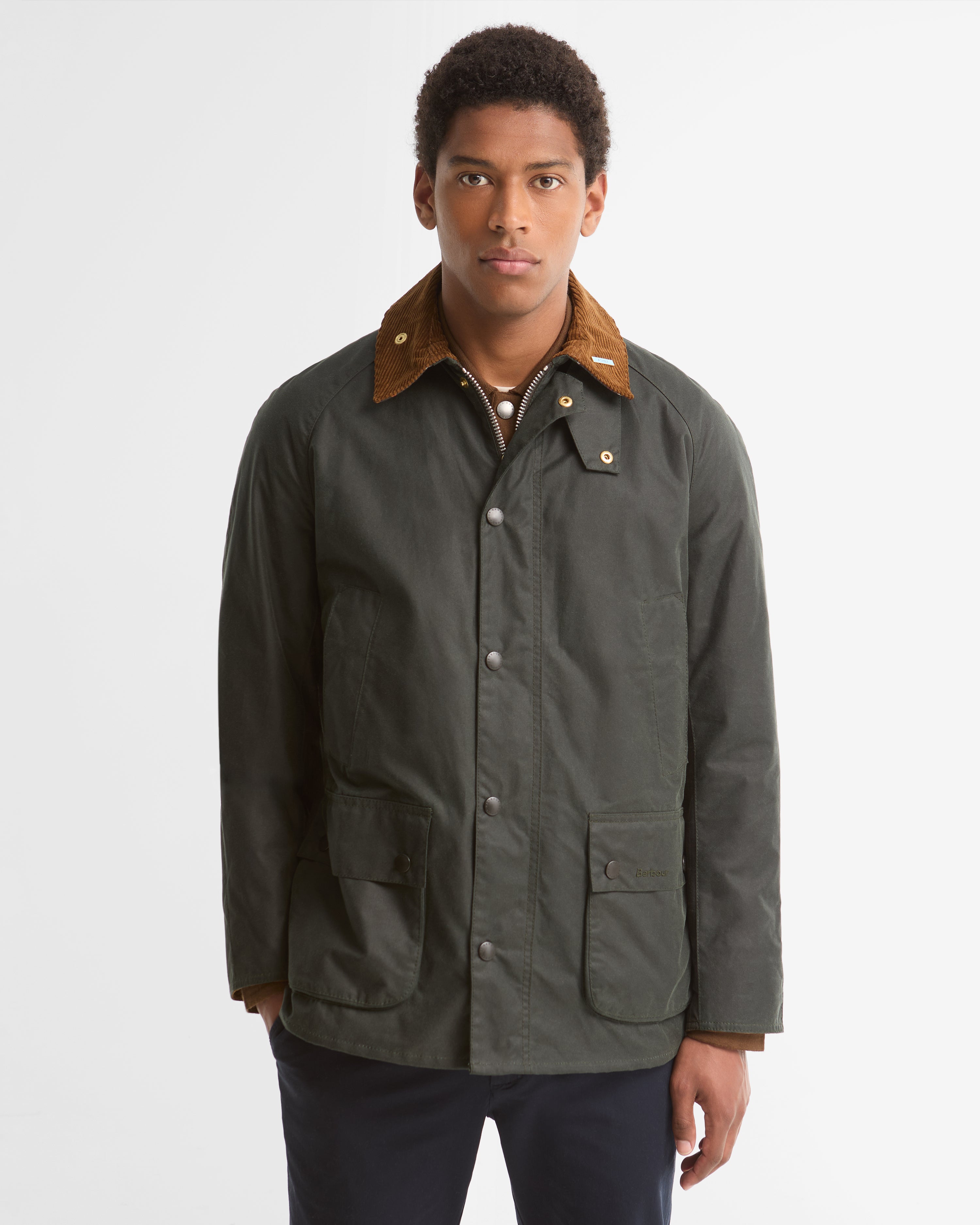Barbour Icons Ashby Wax Jacket in Sage – front view