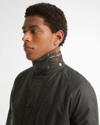 Barbour Icons Ashby Wax Jacket in Sage – collar detail