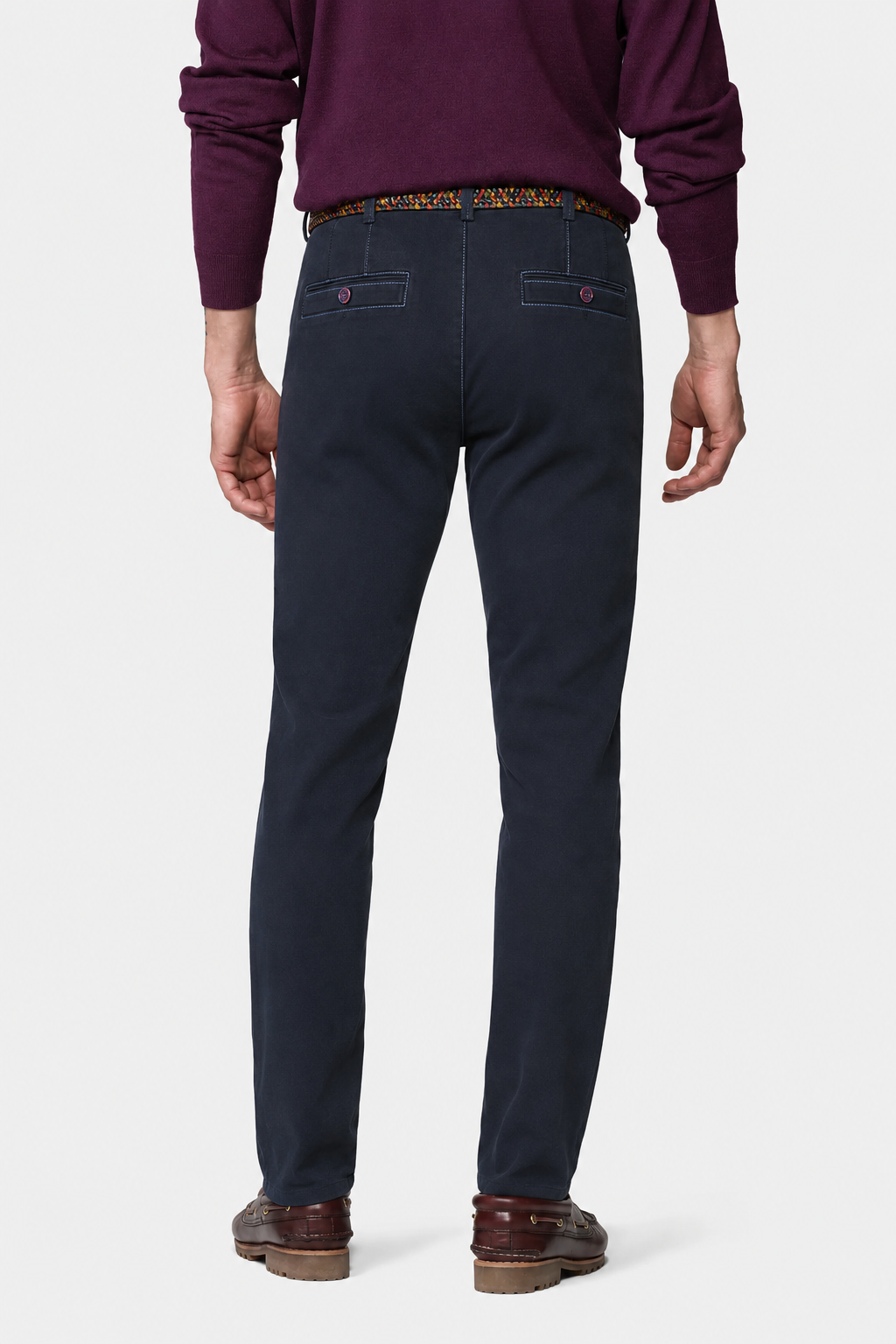 Meyer New York 3615/19 navy winter twill chinos – model back view