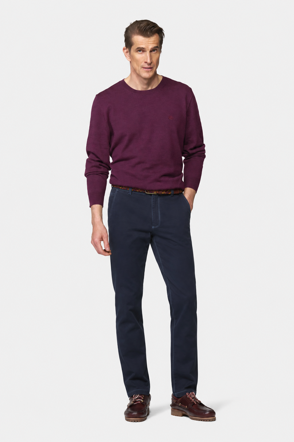 Meyer New York 3615/19 navy winter twill chinos – model front view