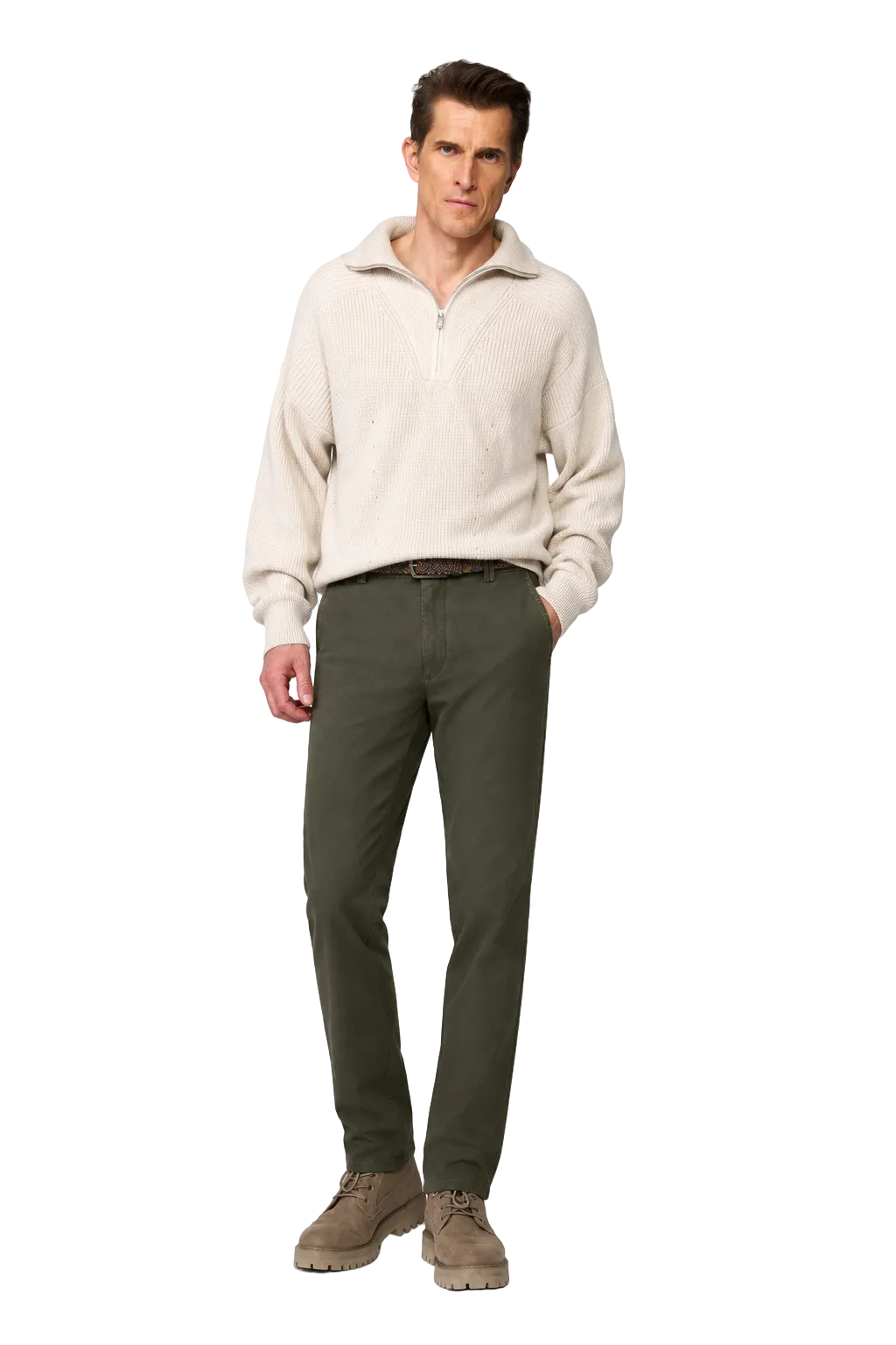 Meyer New York 3615/29 green winter twill chinos – model front view