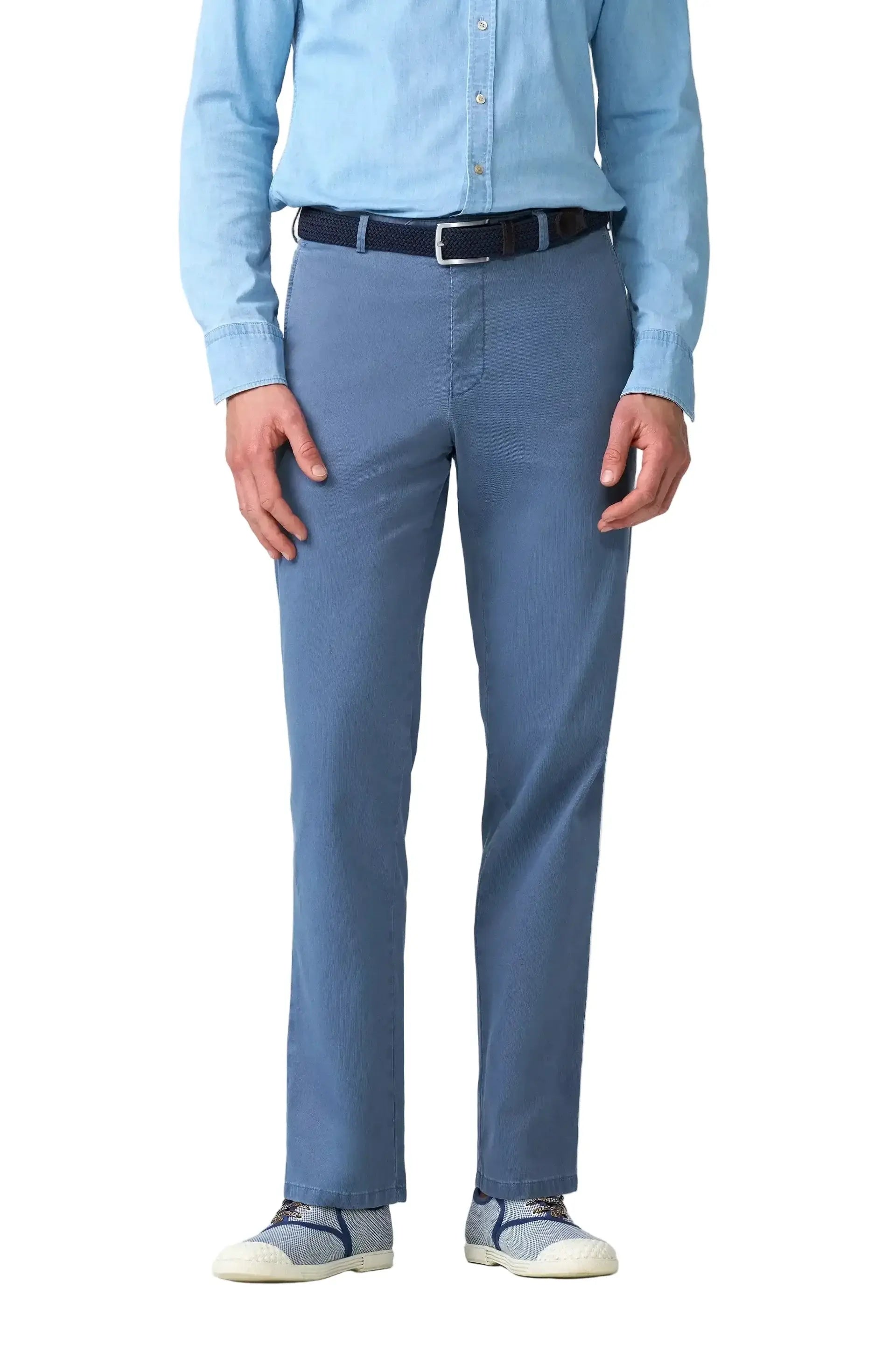 Meyer Roma Stretch Cotele Chino – Blue – Front View