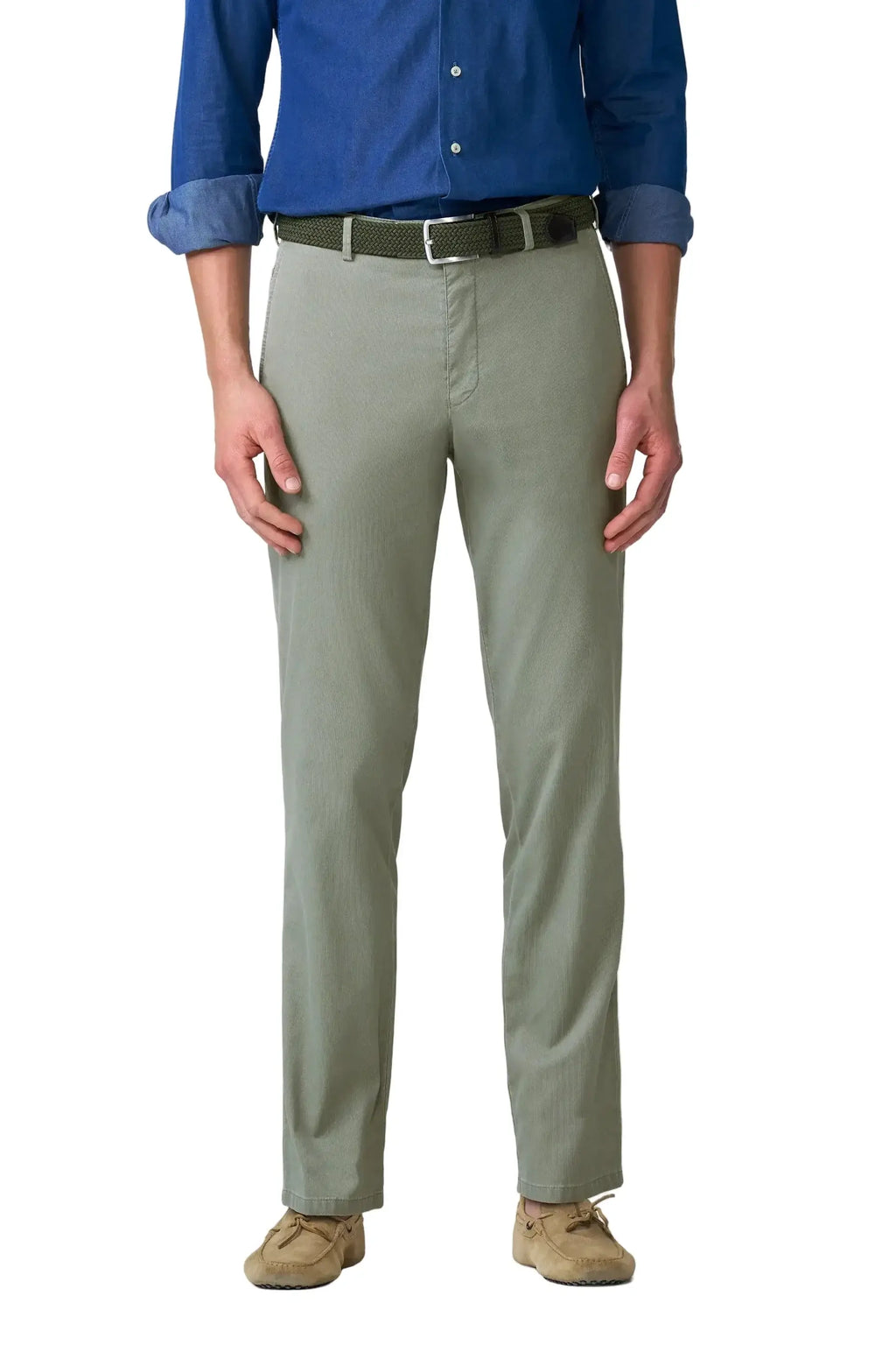 Meyer Roma Stretch Cotele Chino – Olive – Front View