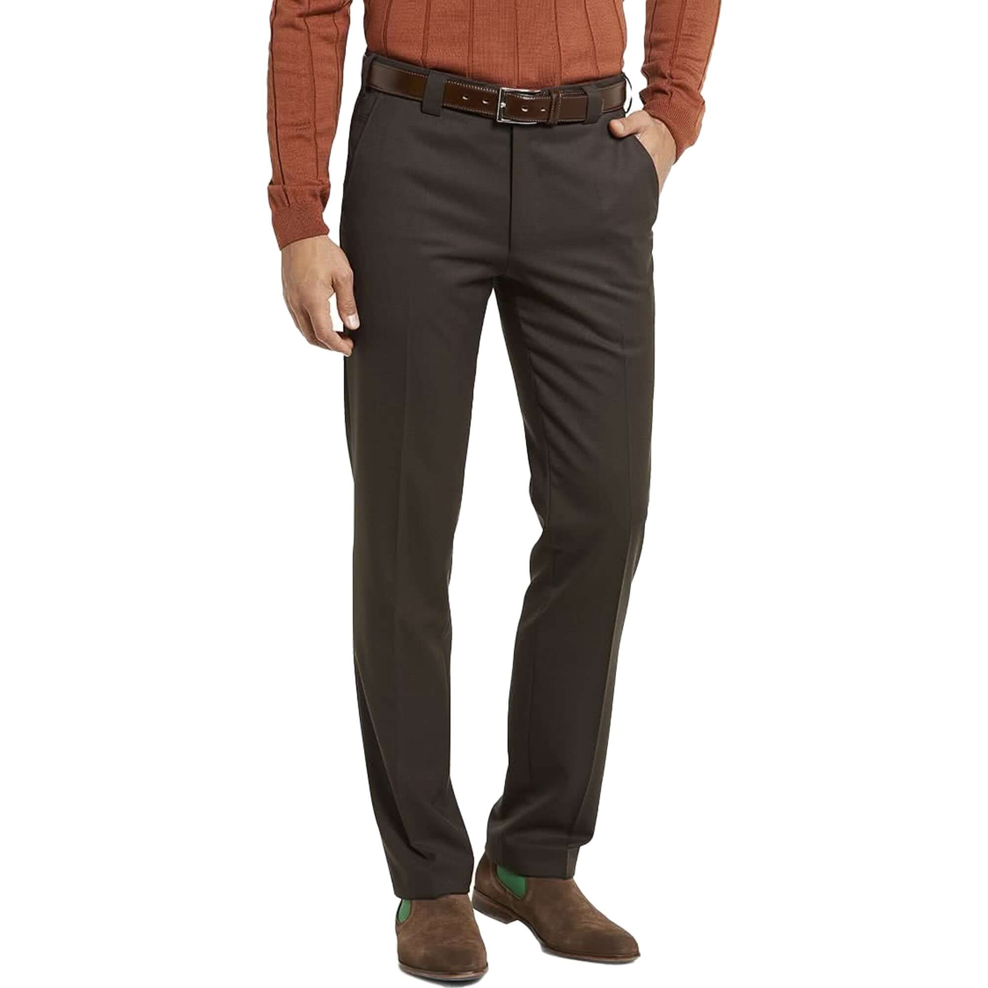 Meyer Roma Wool Trouser - Brown - Front View