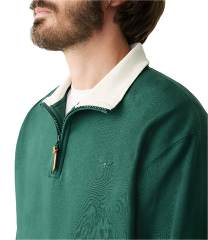 R M Williams - Mulyungarie Rugby 1/4 Zip Sweatshirt - Colour: Bottle Green