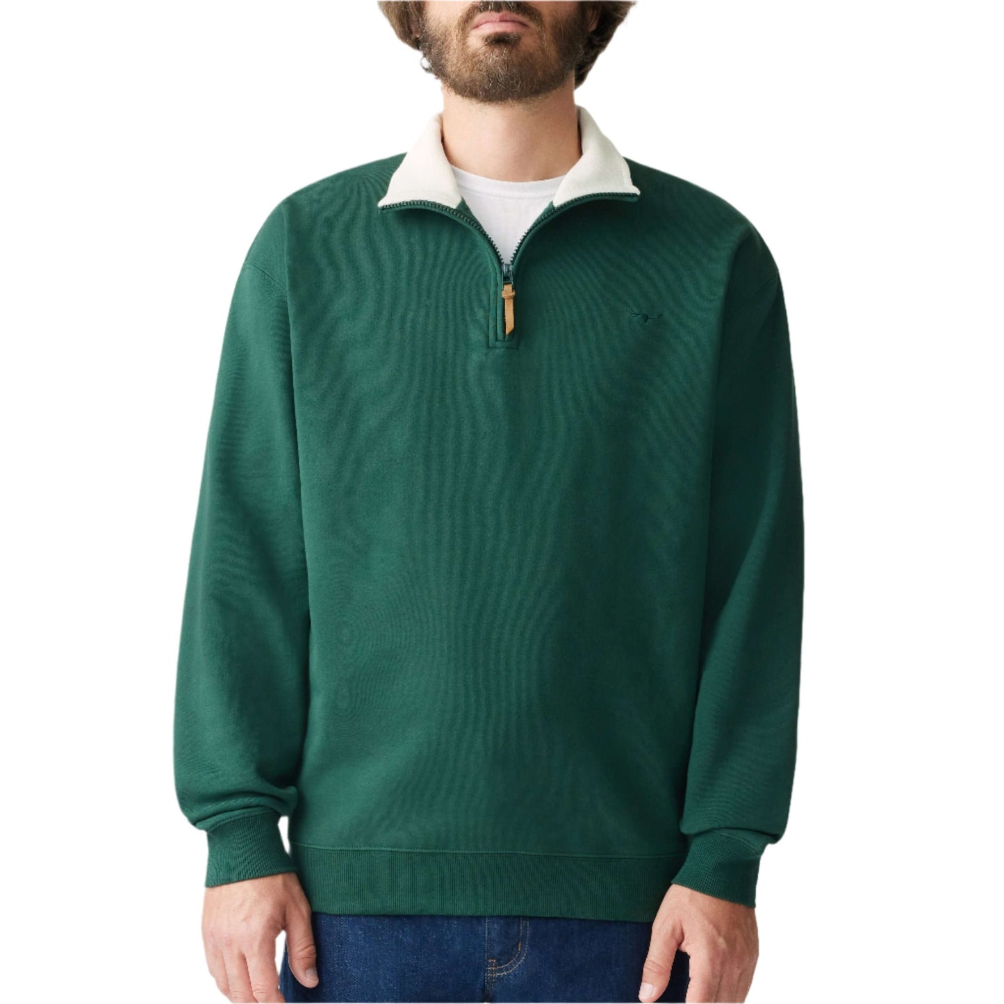 R M Williams - Mulyungarie Rugby 1/4 Zip Sweatshirt - Colour: Bottle Green