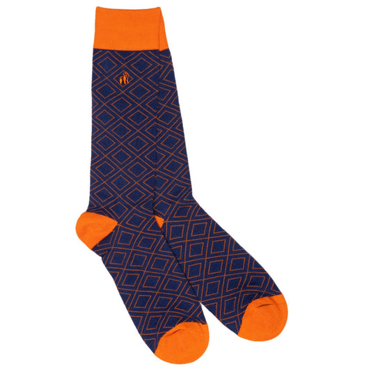 Swole Panda - Bamboo Diamond Socks - Colour: Navy