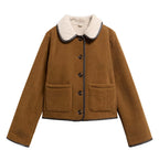 Barbour Penny Fleece Cord Jacket in Tan/Ecru front view