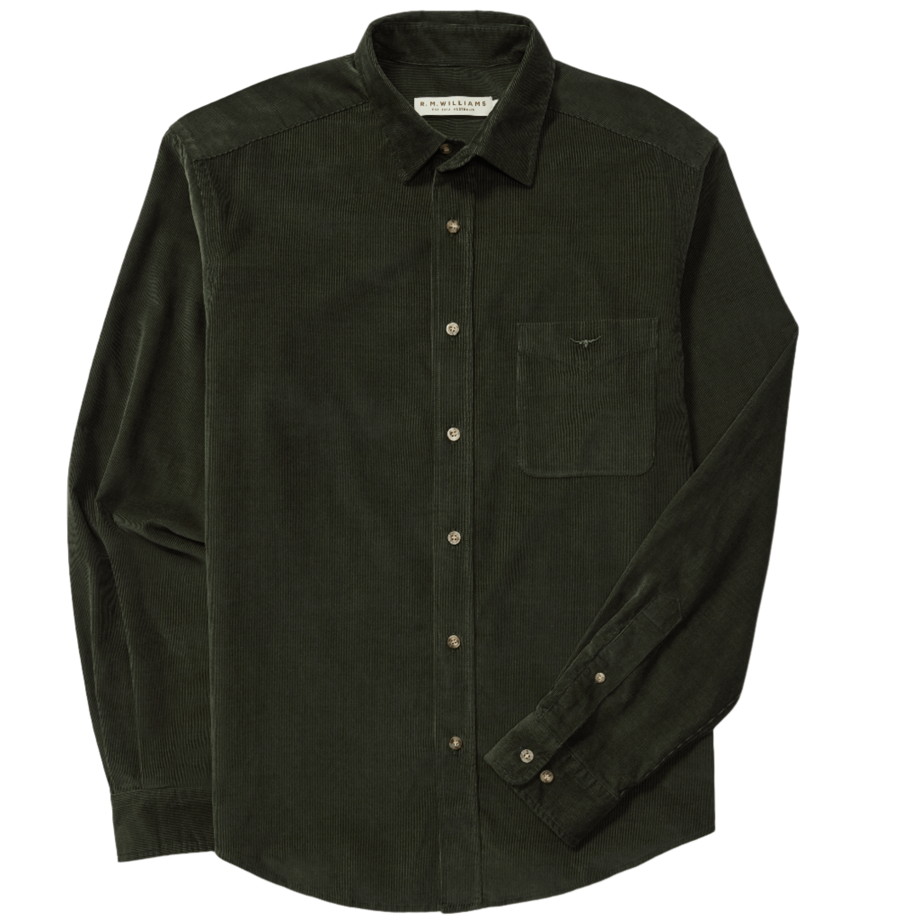 R M Williams - Classic Cord Shirt - Colour: Olive
