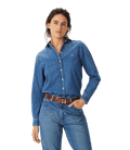 R.M. Williams Olney Denim Shirt in Light Indigo, front view