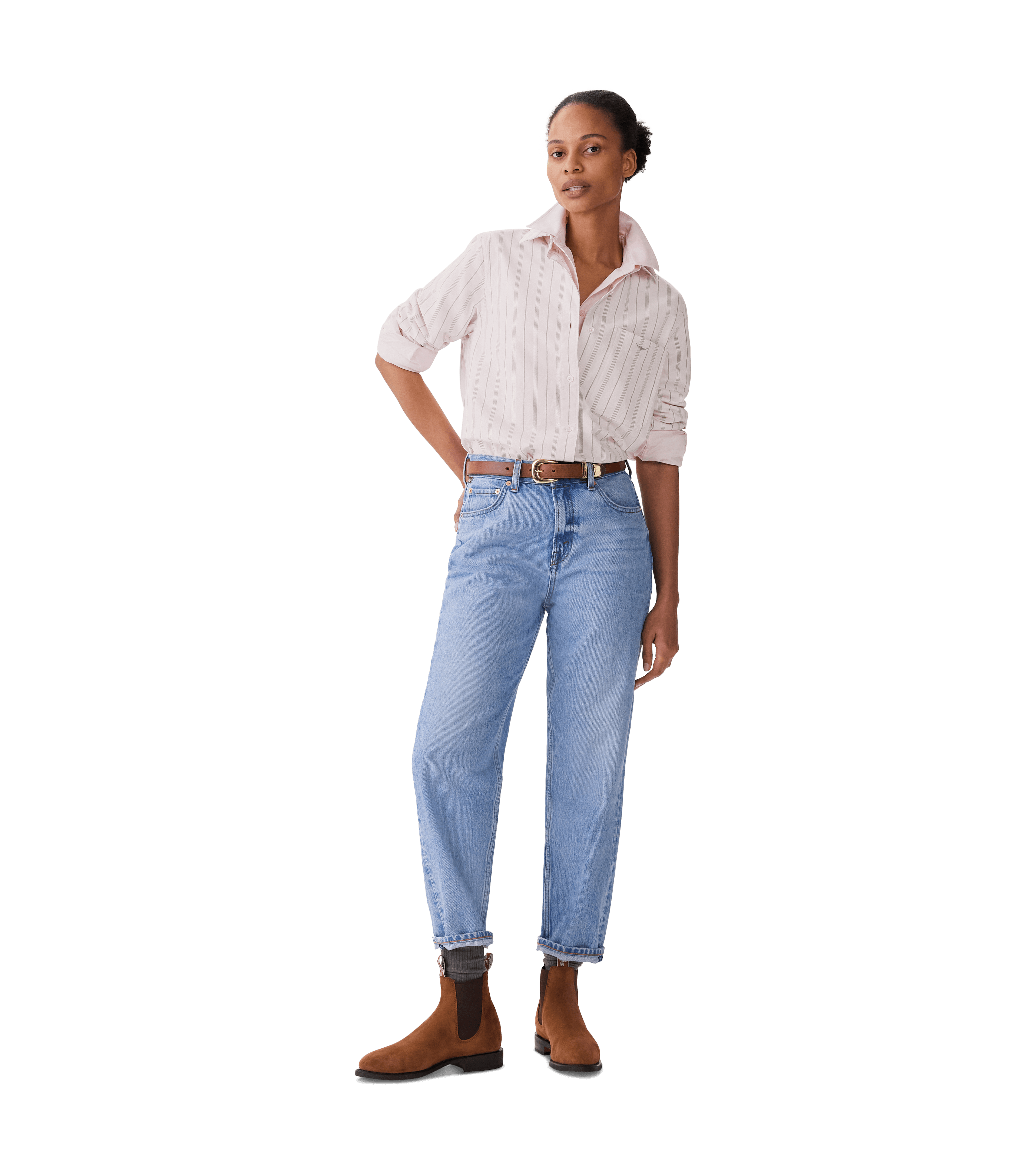 R M Williams - Crispin Straight Shirt - Colour: Pink/Green