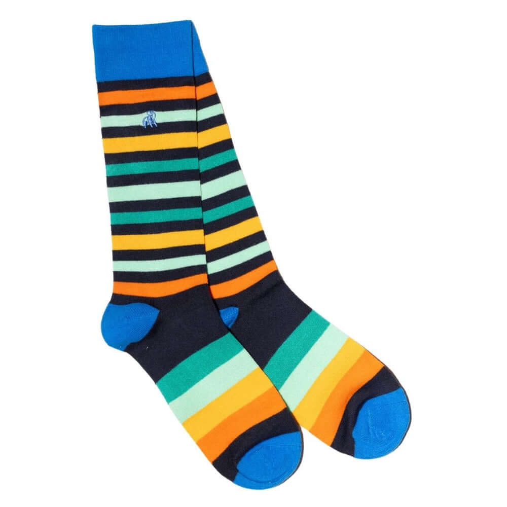 Swole Panda Bamboo Striped Socks in Gradient Stripe