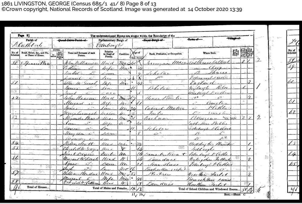 In the 1861 Census George was listed as a tailor, but he may have taken up the needle and thread some years earlier.