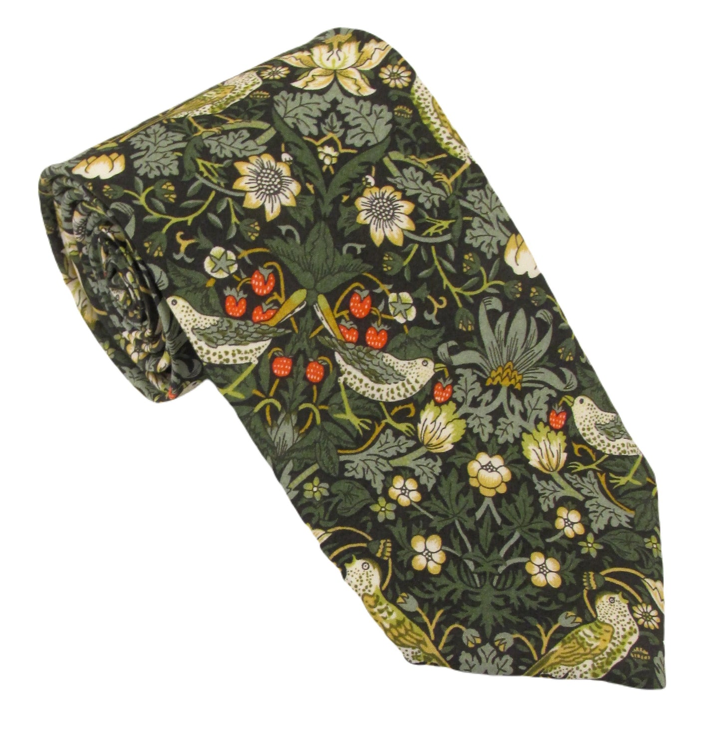 Van Buck - Tie Made from Liberty Fabric - Colour: Strawberry Thief Forest