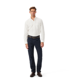 R.M.Williams Ramco 5 Pocket stretch twill in Navy – full-length model view