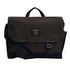 Barbour Field Wax Messenger Bag in Dark Olive – front view