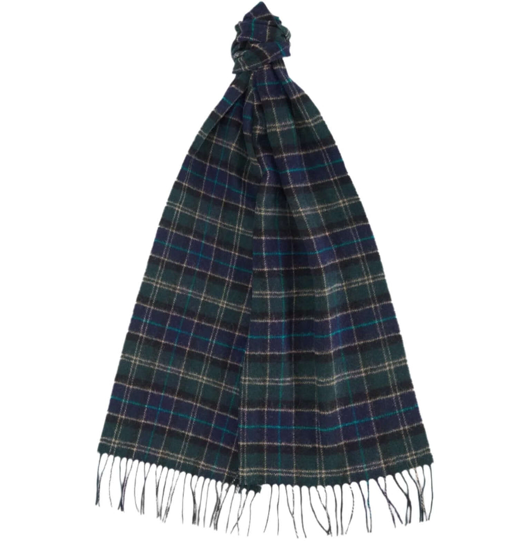 Barbour lambswool tartan scarf in Green Loch Tartan, full view