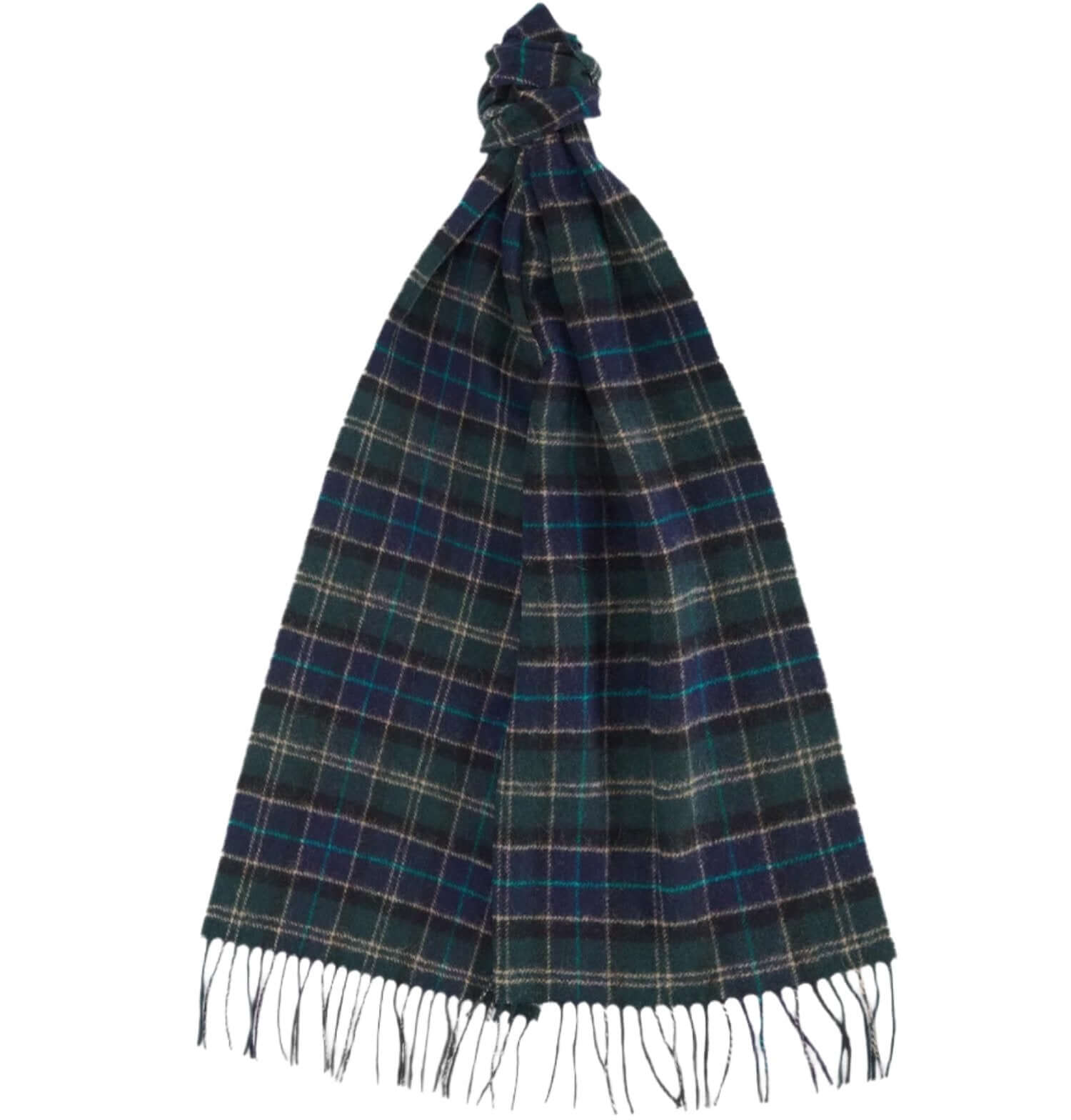 Barbour lambswool tartan scarf in Green Loch Tartan, full view