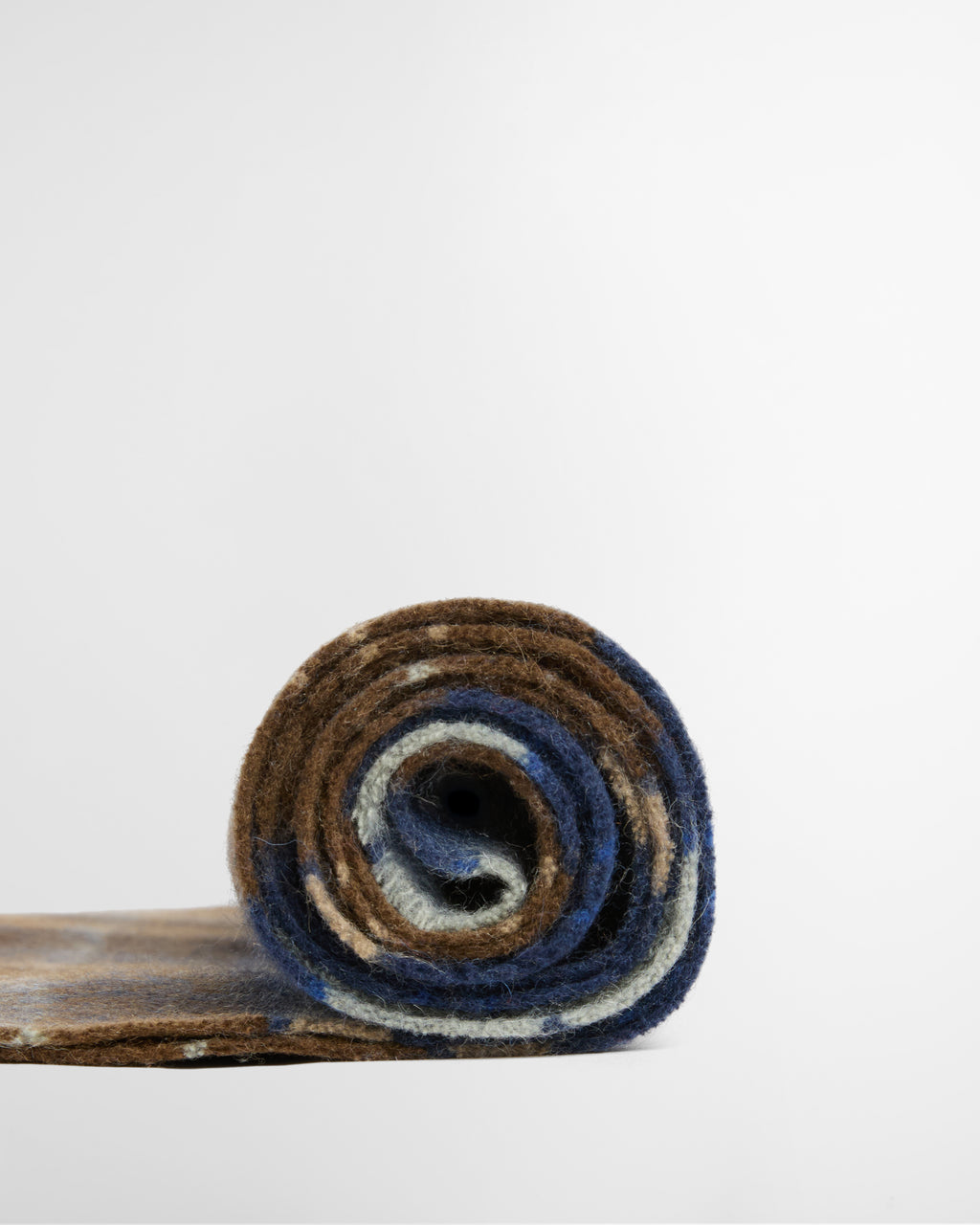 Patchwork Tartan Scarf in Navy and Sandstone – folded view