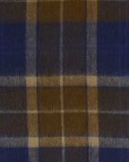 Patchwork Tartan Scarf in Navy and Sandstone – detail view